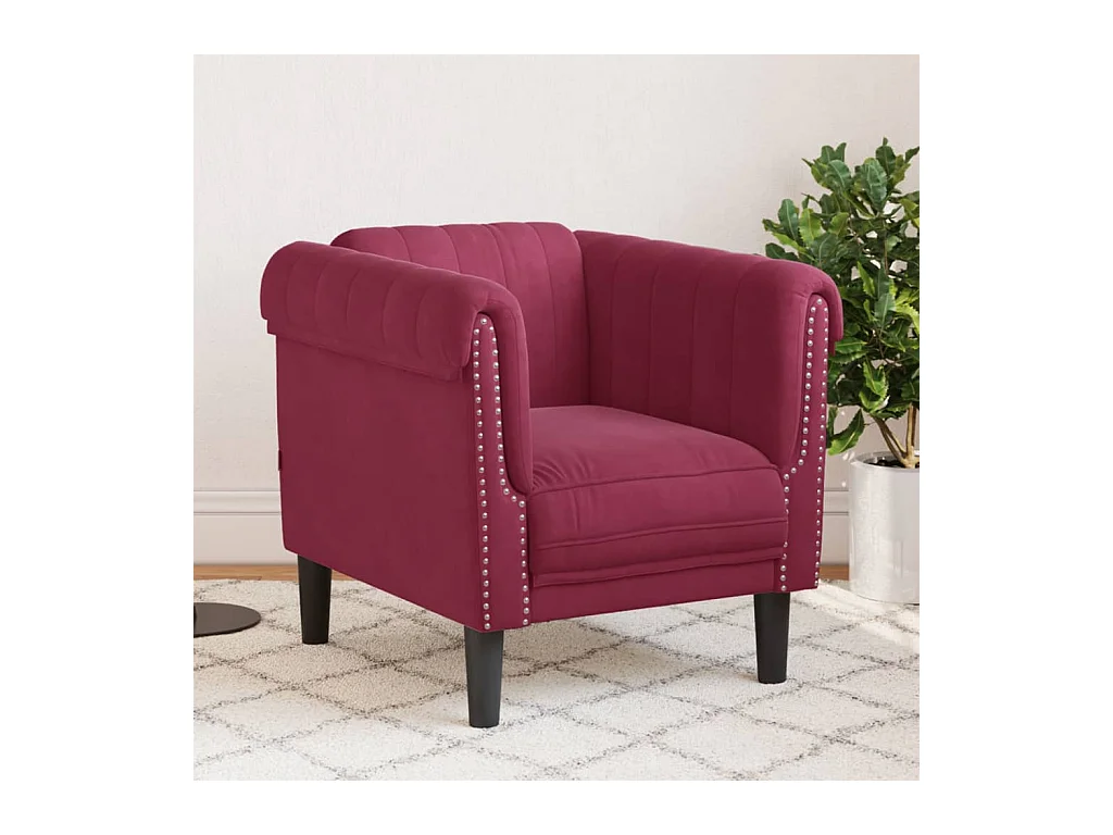 Fauteuil rouge bordeaux velours FR82430