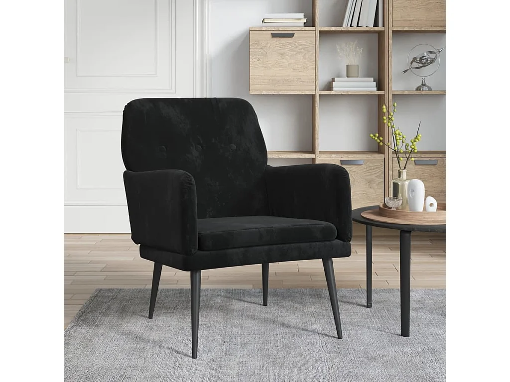 Fauteuil 62x79x79 cm fluweel zwart BE324291
