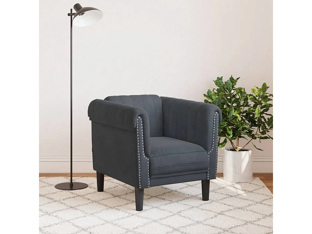 Sillón de terciopelo gris oscuro ES317607