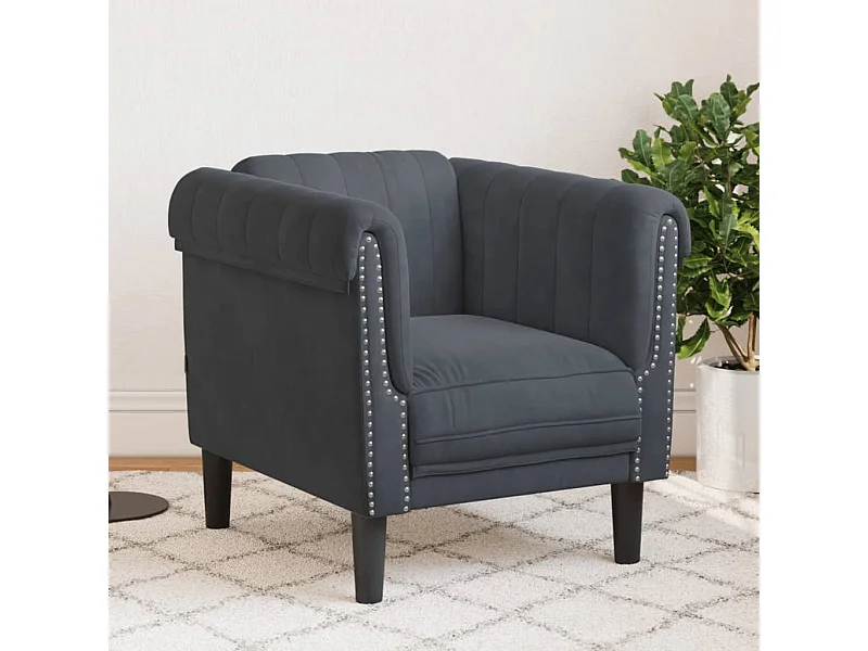 Fauteuil gris foncé velours FR33832