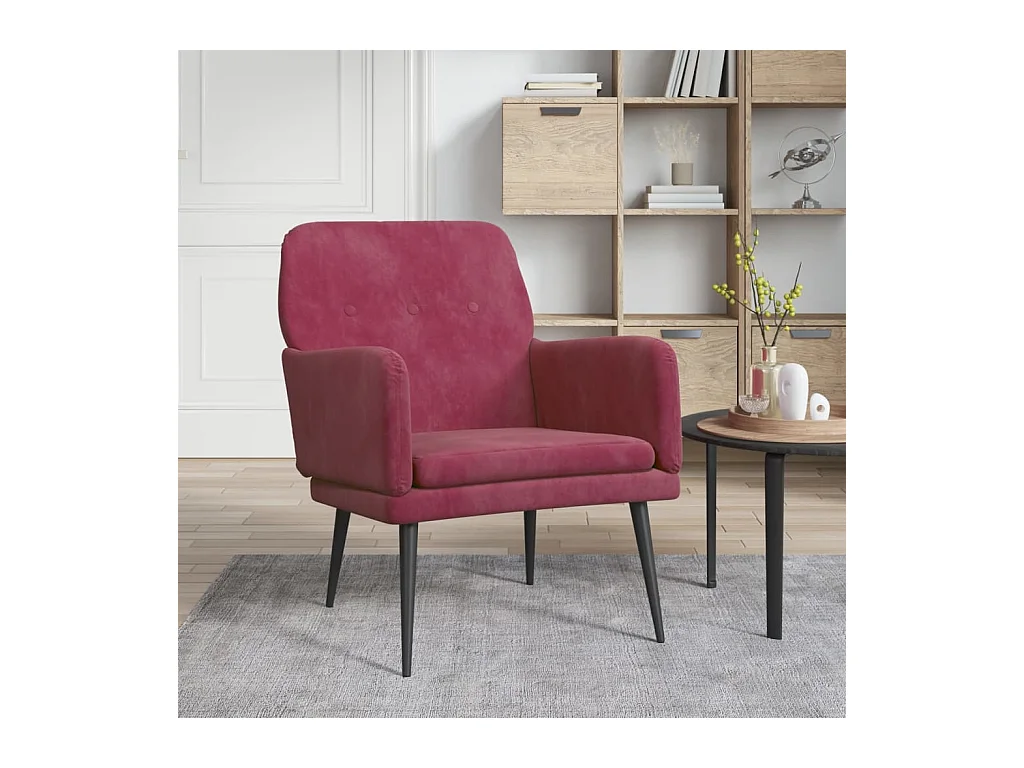 Fauteuil Rouge bordeaux 62x79x79 cm Velours FR84033