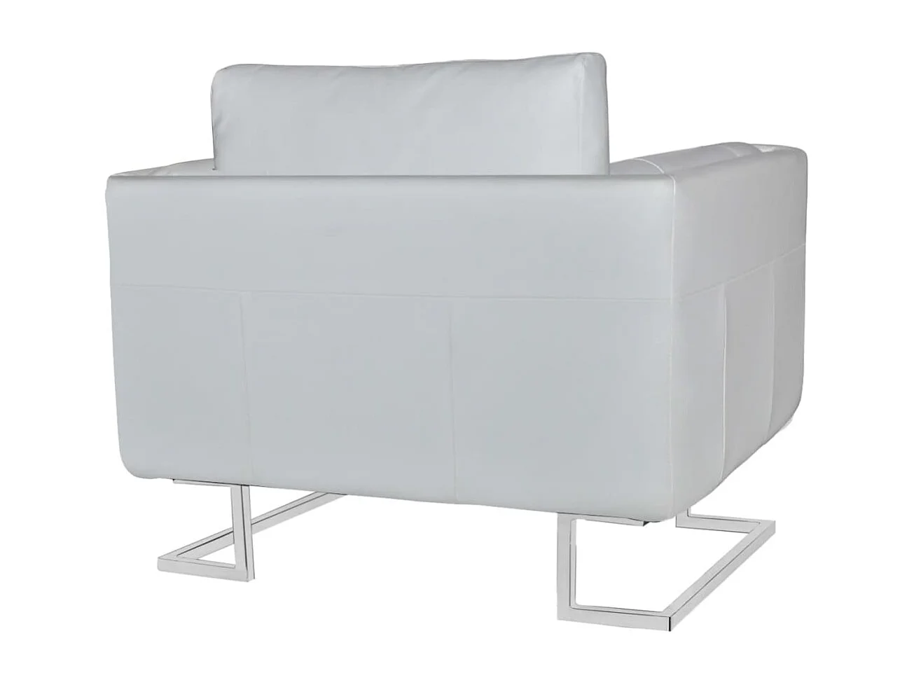 Fauteuil met verchroomde poten kubus kunstleer wit BE386409