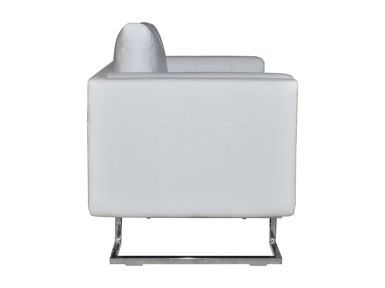 Fauteuil cube avec pieds chromés Blanc Similicuir FR81110