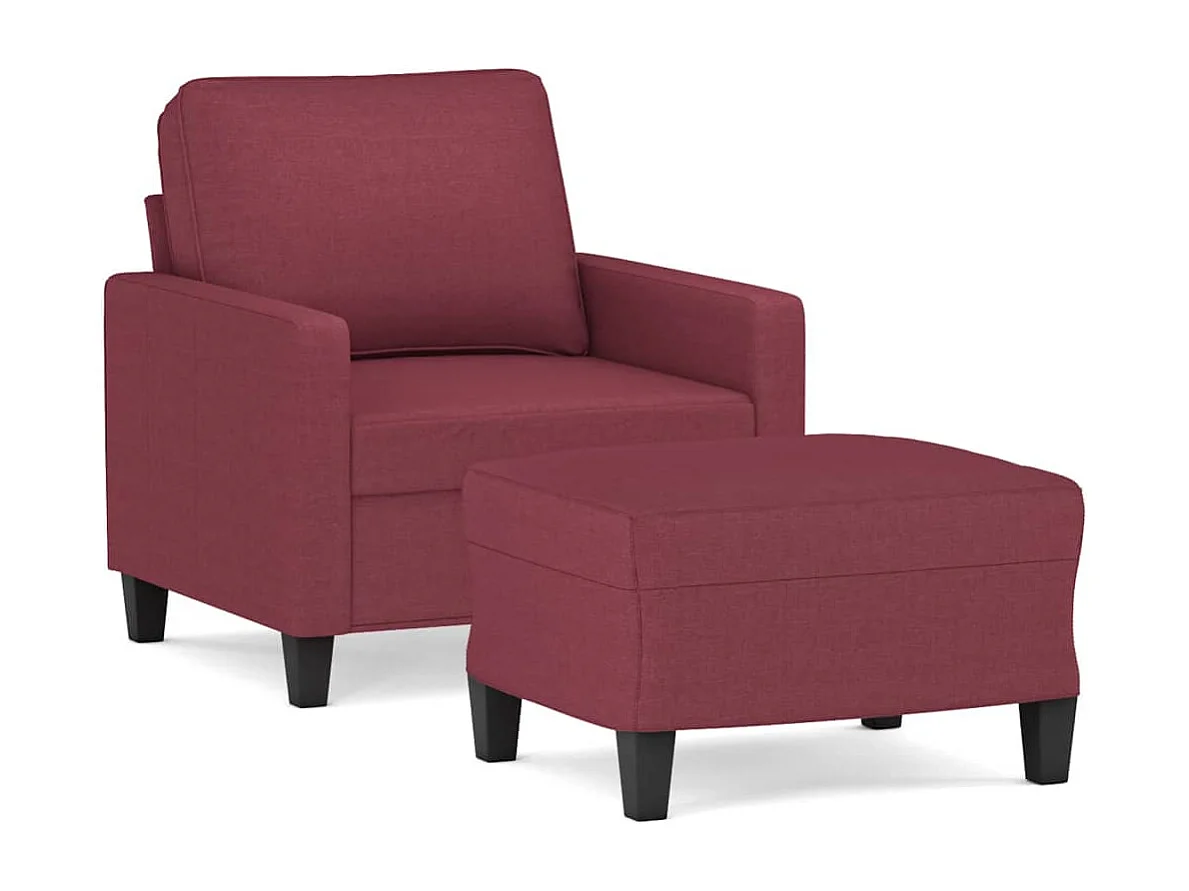Fauteuil avec repose-pied Rouge bordeaux 60 cm Tissu FR61009
