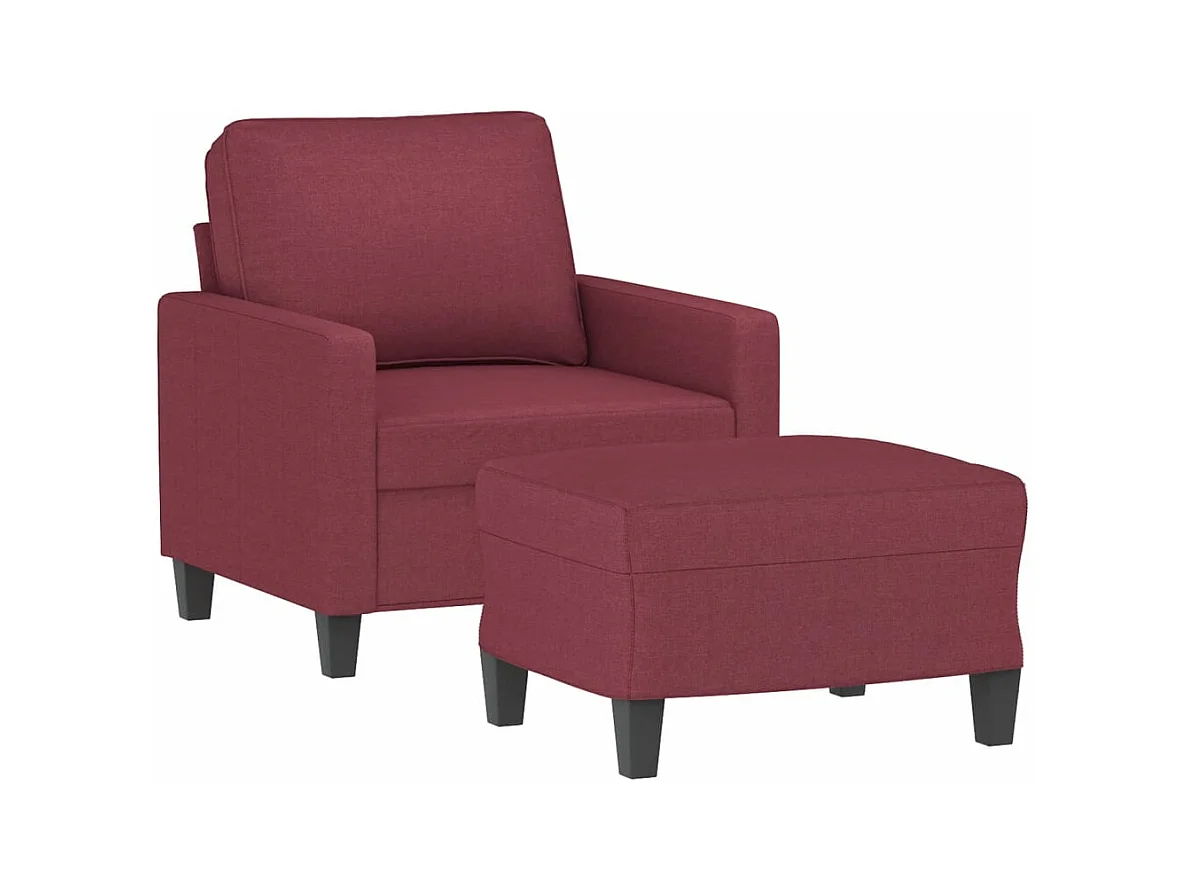 Fauteuil avec repose-pied Rouge bordeaux 60 cm Tissu FR61009