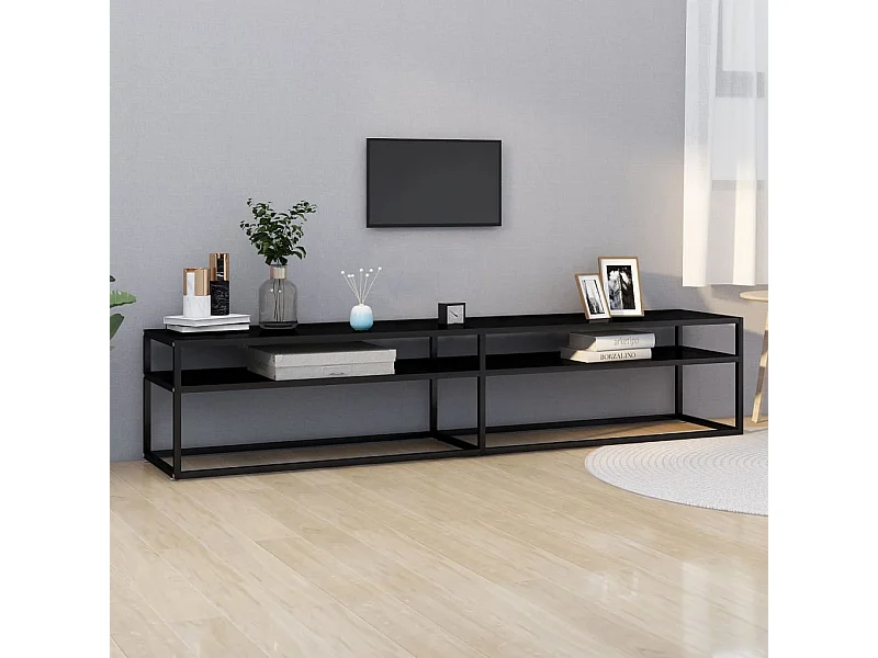 Mueble para TV vidrio templado negro 200x40x40,5 cm ES455221
