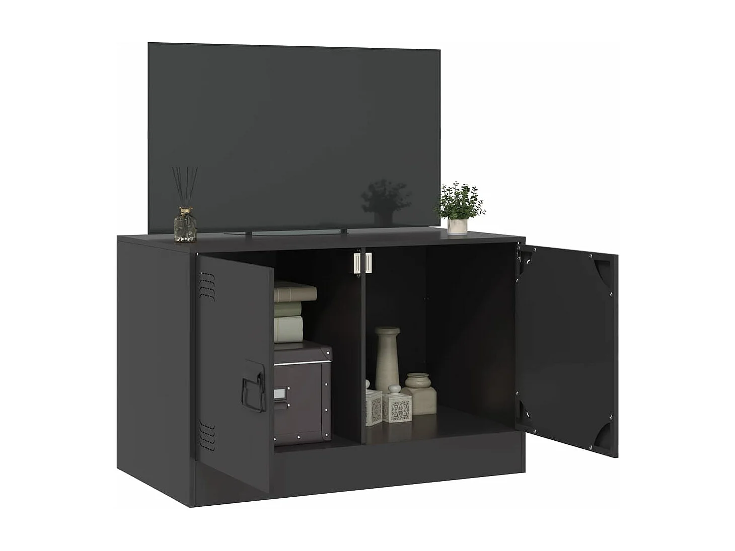 Mueble para TV de acero negro 67x39x44 cm ES260622