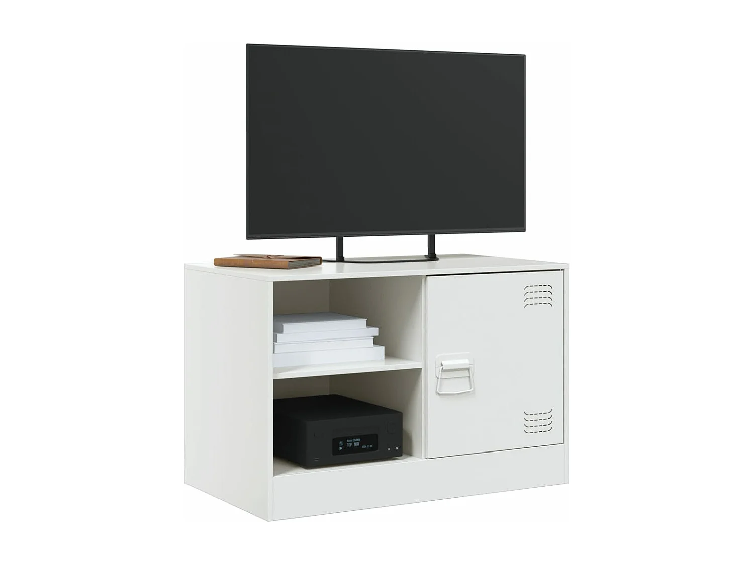 Meuble TV blanc 67x39x44 cm acier FR15940