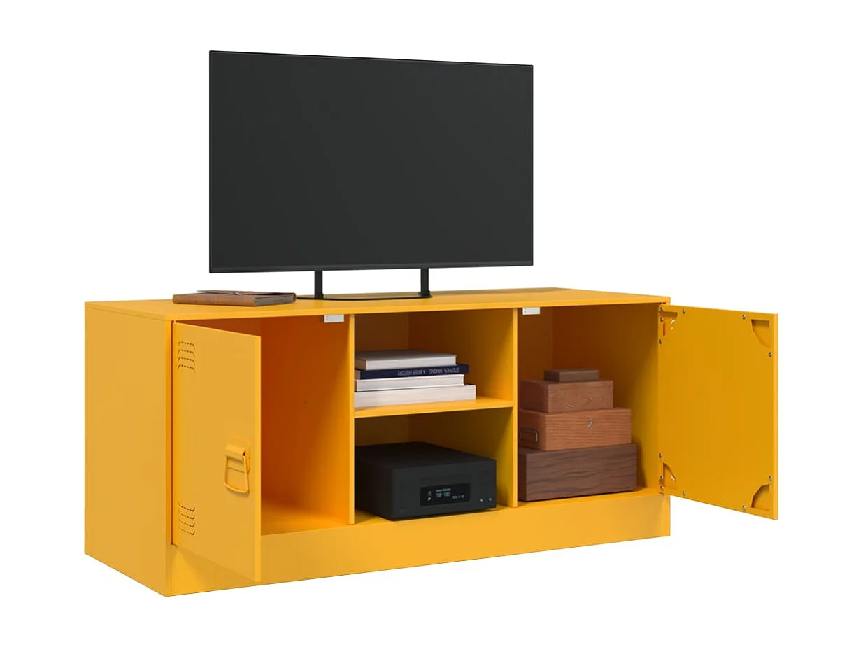 Mueble para TV de acero amarillo mostaza 99x39x44 cm ES134263