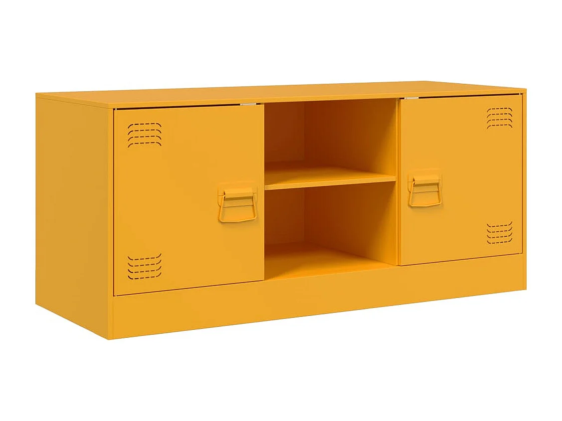 Meuble TV jaune moutarde 99x39x44 cm acier FR12415