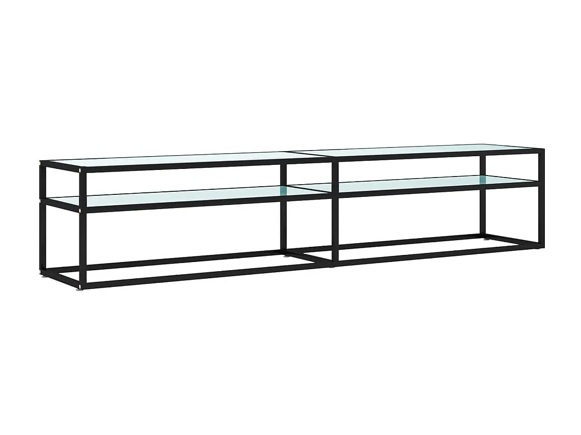 Meuble TV Marbre blanc 200x40x40,5 cm Verre trempé FR85938