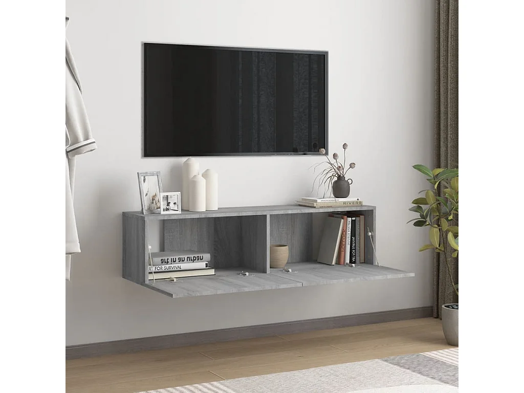 Meuble TV murale Sonoma gris 120x30x30 cm Bois d'ingénierie FR93781