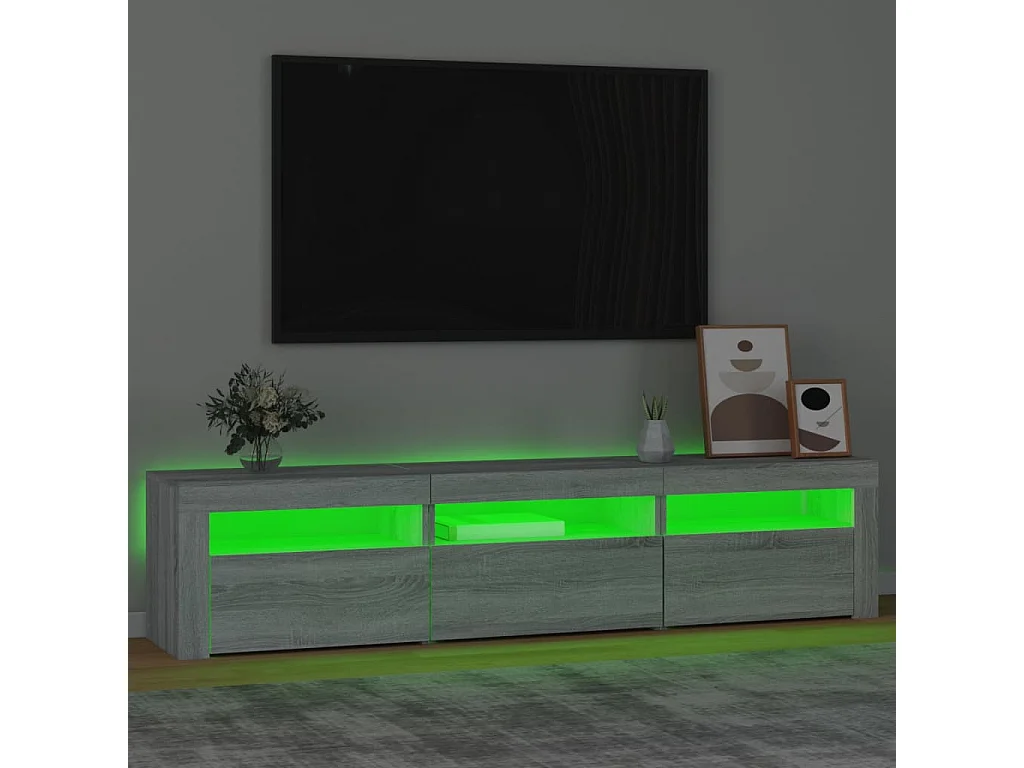 Meuble TV avec lumières LED Sonoma gris 180x35x40 cm FR39318