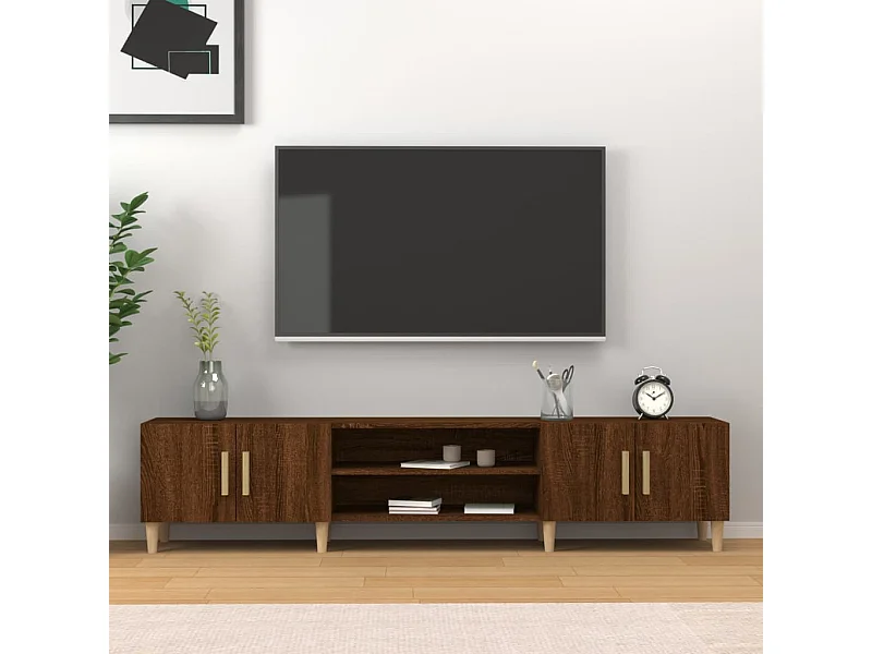 Tv-meubel 180x31,5x40 cm bewerkt hout bruin eikenkleur BE441554
