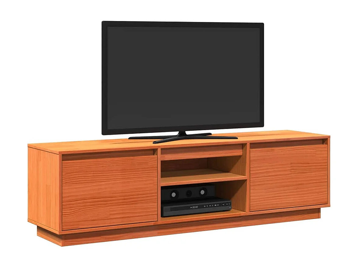 Meuble TV cire marron 140x35x40 cm bois pin massif FR52807