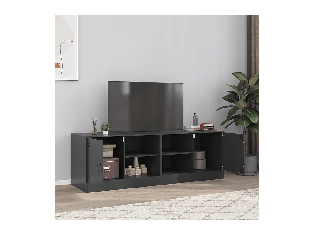 Muebles para TV 2 unidades acero negro 67x39x44 cm ES455293