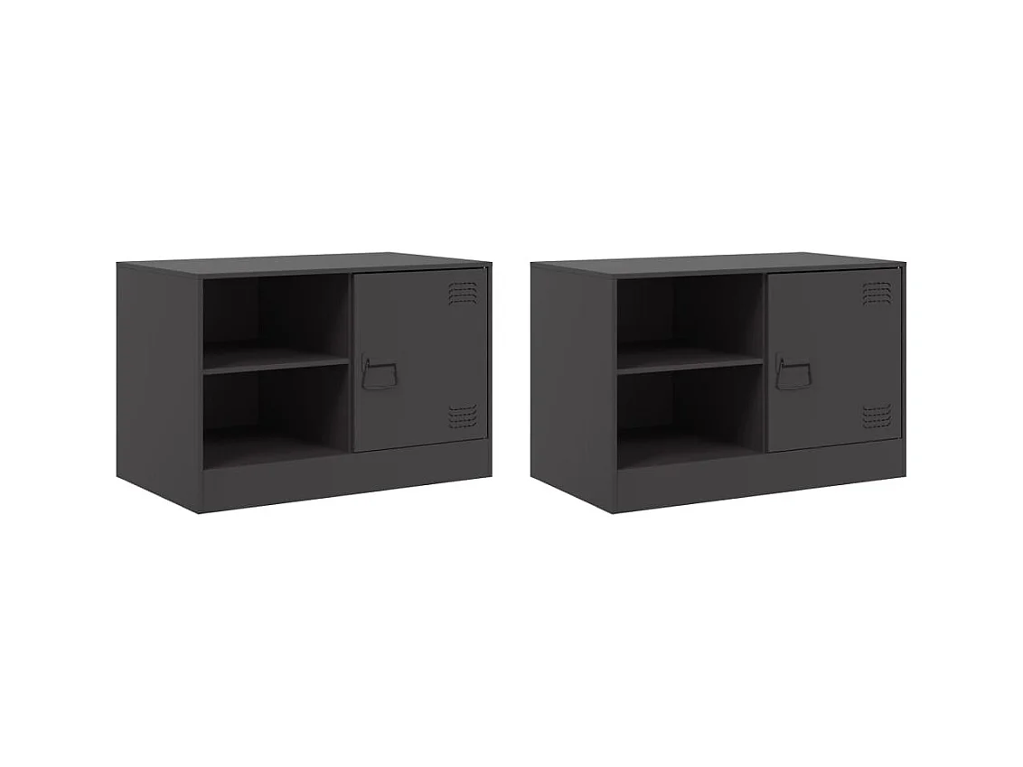 Muebles para TV 2 unidades acero negro 67x39x44 cm ES455293