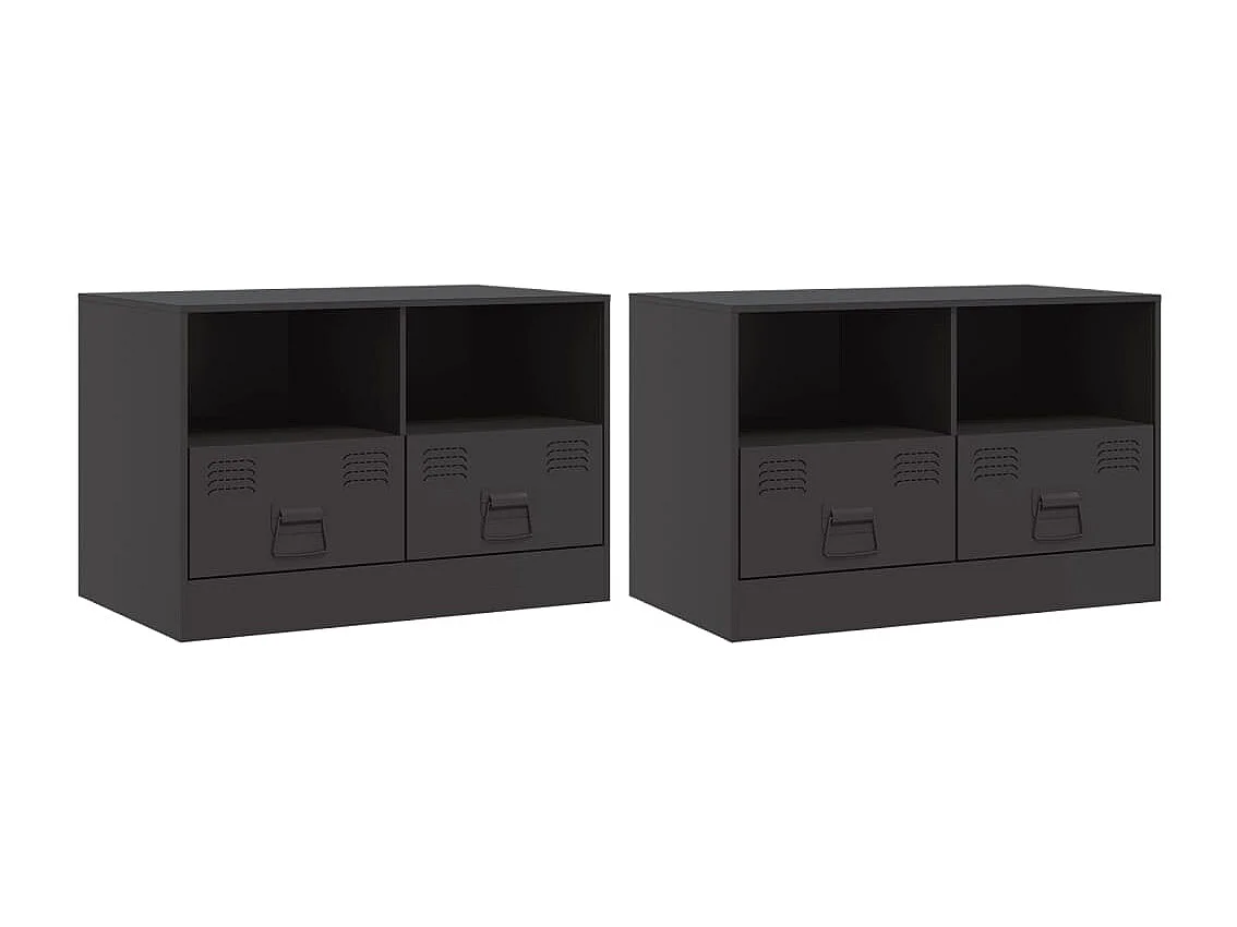 Meubles TV 2 pcs noir 67x39x44 cm acier FR66021