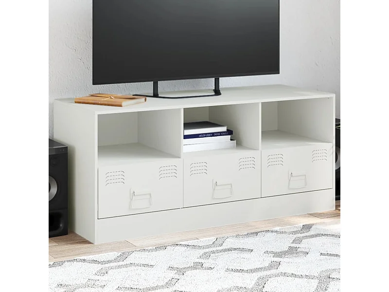 Mueble para TV de acero blanco 99x39x44 cm ES562870