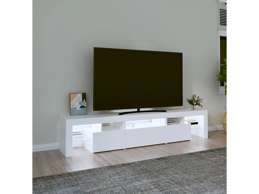 Móvel de TV com luzes LED 200x36,5x40 cm branco PT396958