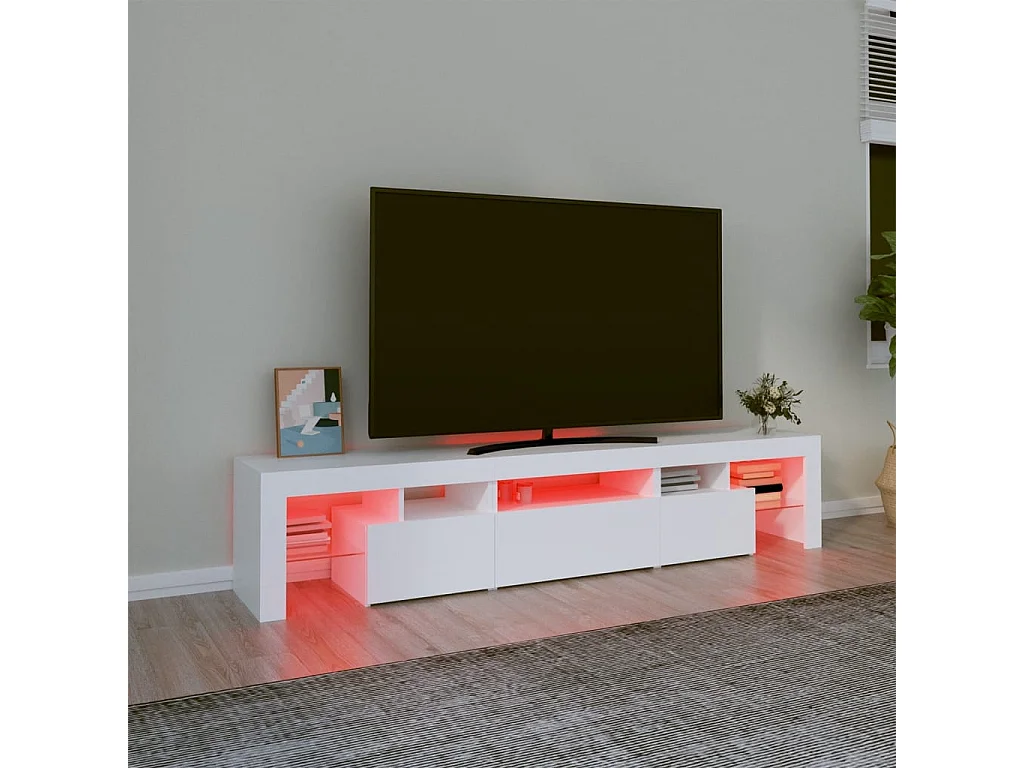 Móvel de TV com luzes LED 200x36,5x40 cm branco PT396958
