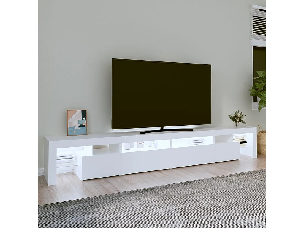 Móvel de TV com luzes LED 260x36,5x40 cm branco PT411488