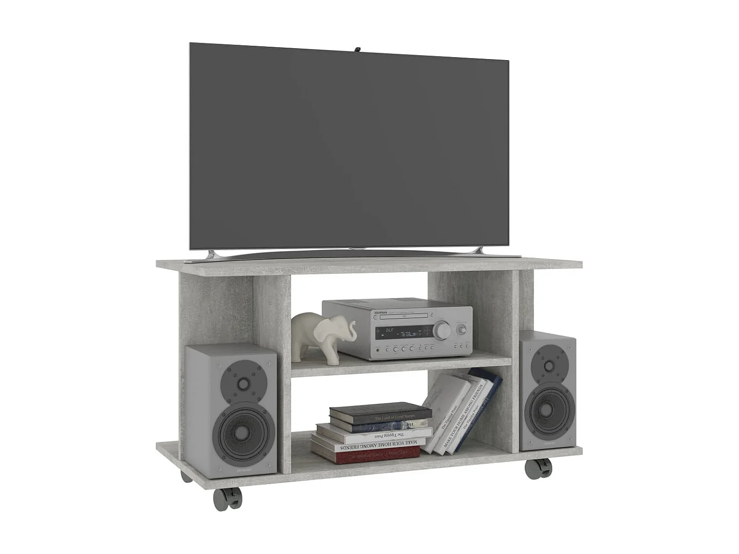 Mueble de TV ruedas madera ingeniería gris hormigón 80x40x45 cm ES913216