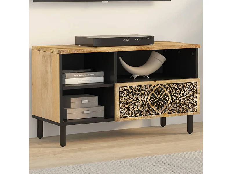 Móvel de TV 80x33x46 cm madeira de mangueira maciça PT477601