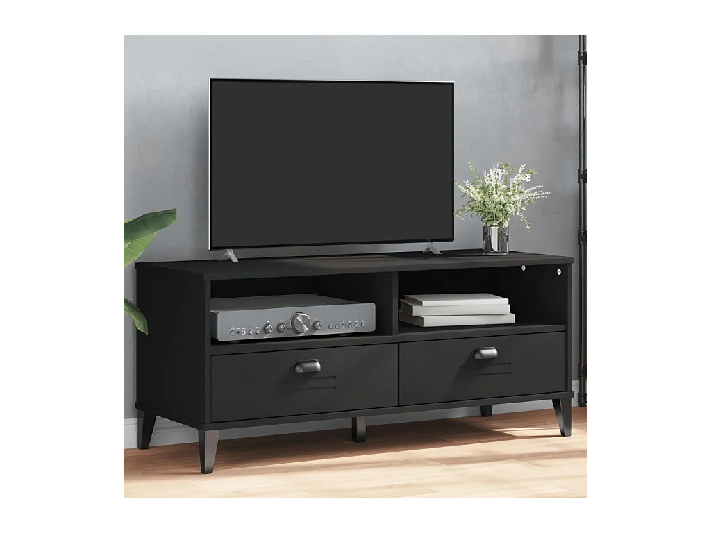 Tv-meubel VIKEN bewerkt hout zwart BE508798