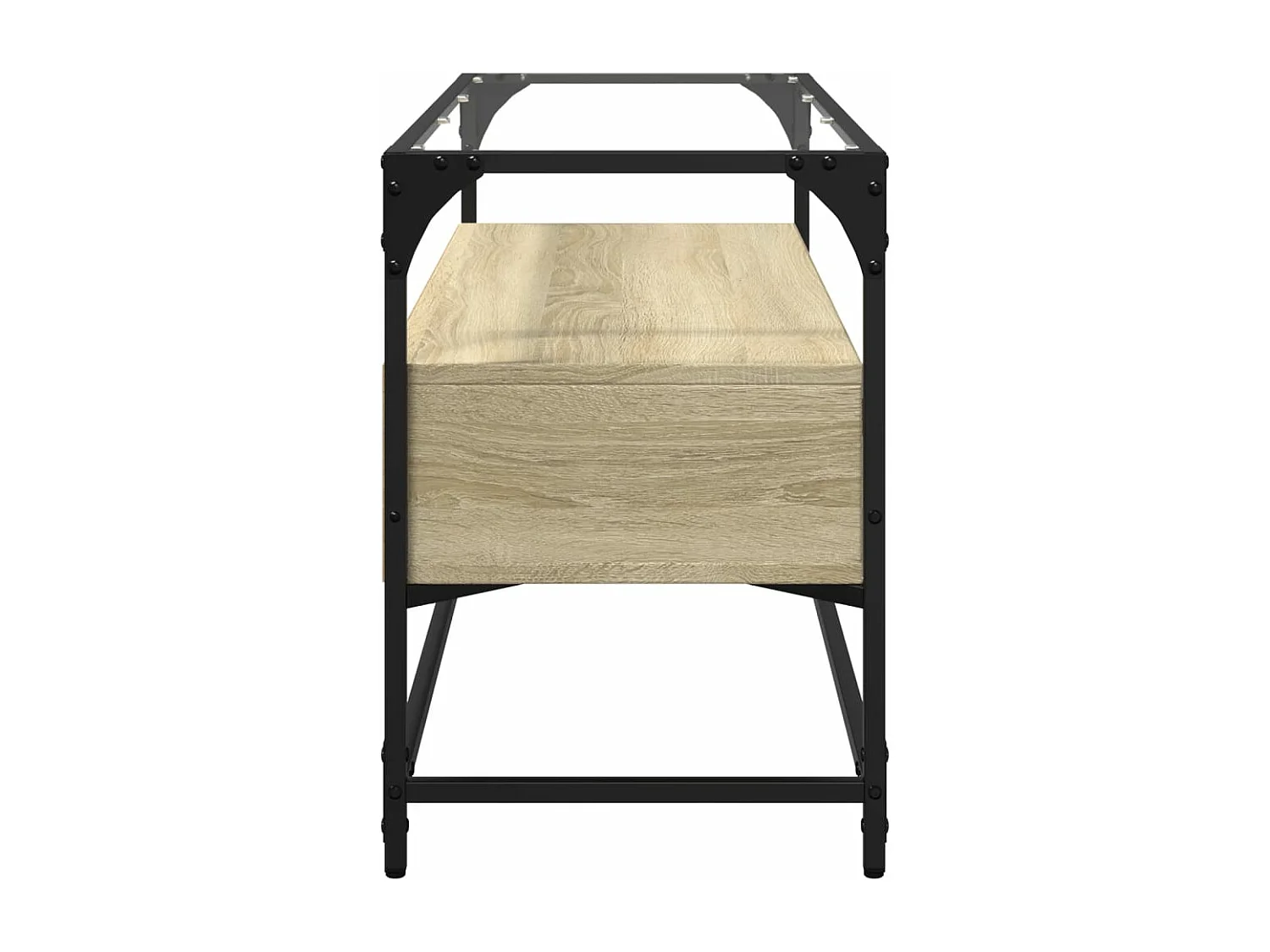 Meuble TV avec dessus en verre chêne sonoma bois d'ingénierie FR83383