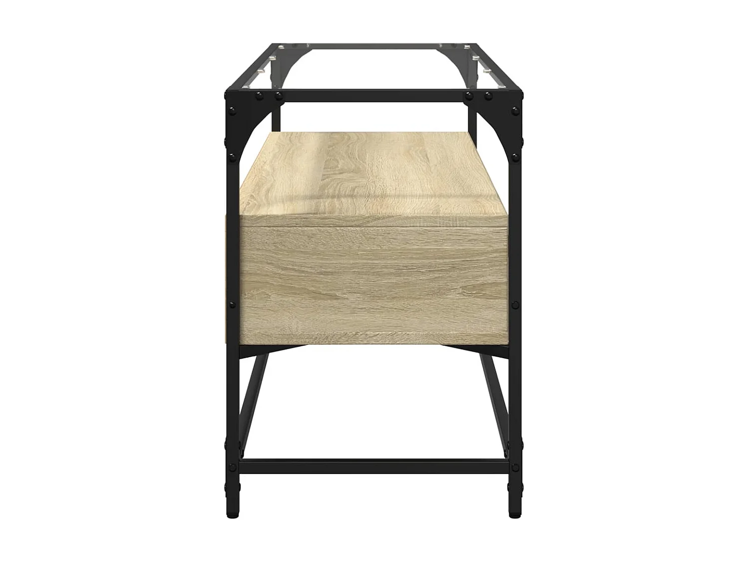 Meuble TV avec dessus en verre chêne sonoma bois d'ingénierie FR83383