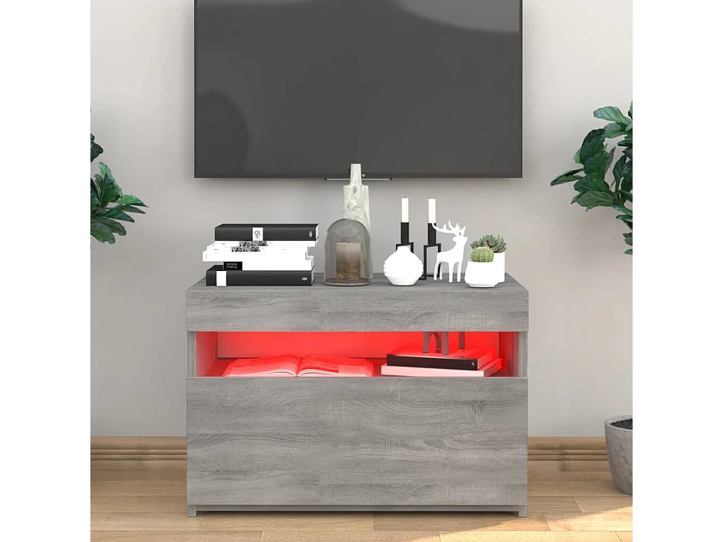 Meuble TV avec lumières LED Sonoma gris 60x35x40 cm FR12278