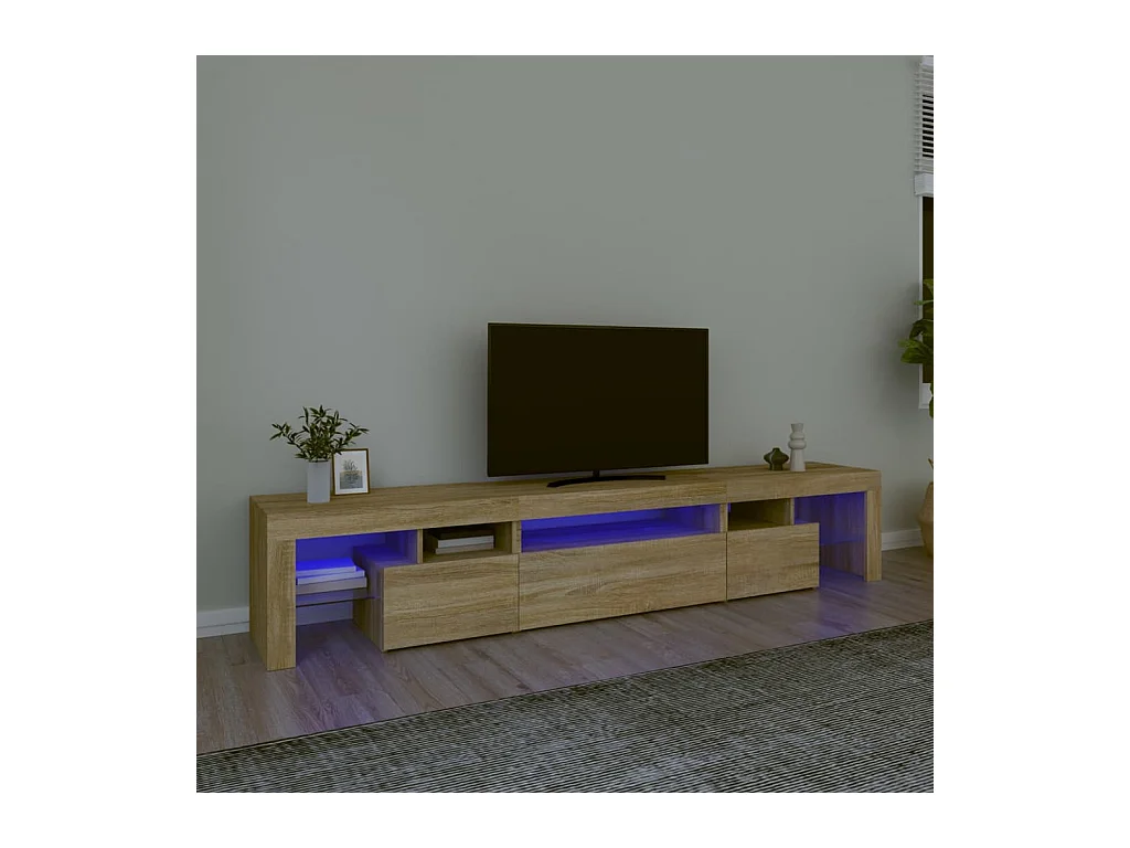 Meuble TV avec lumières LED Chêne sonoma 215x36,5x40 cm FR44737