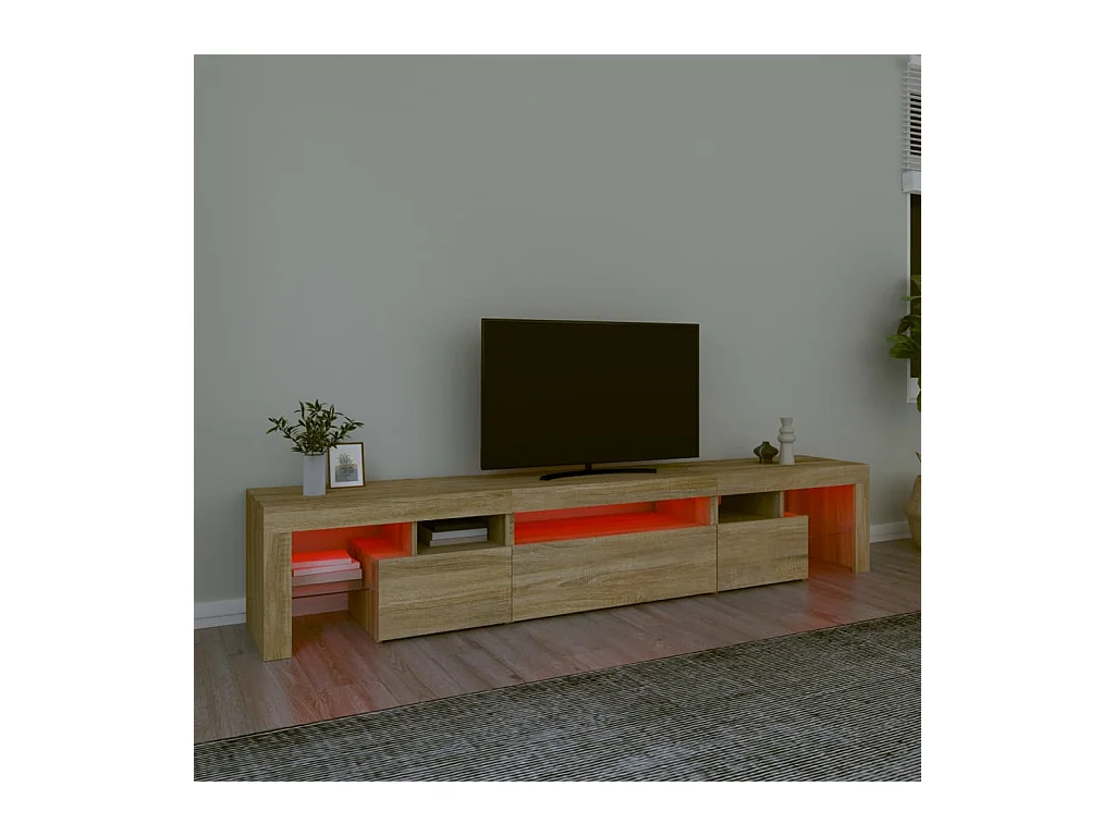 Meuble TV avec lumières LED Chêne sonoma 215x36,5x40 cm FR44737