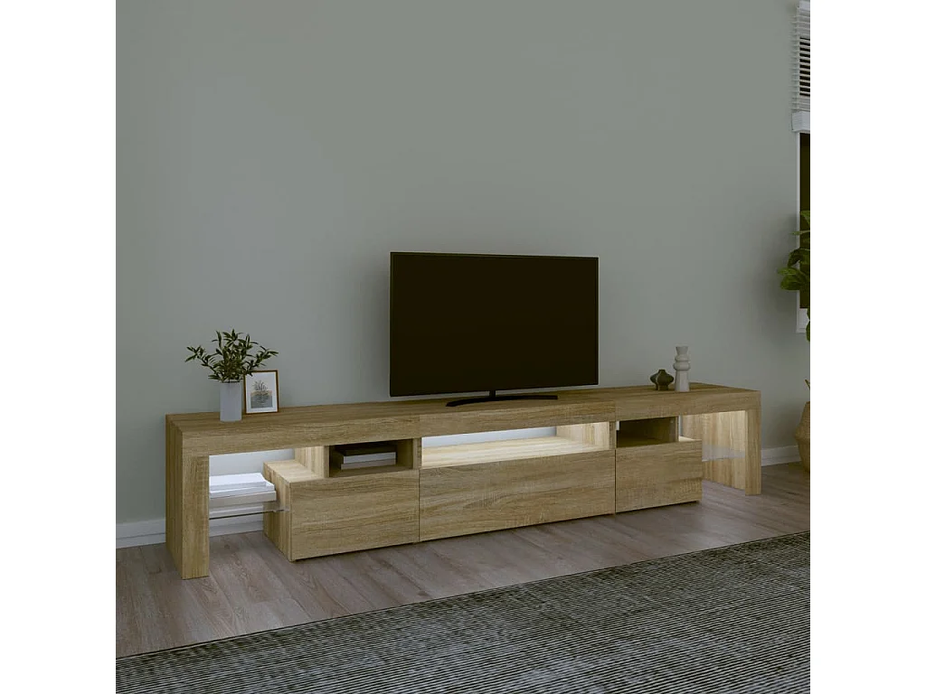 Tv-meubel met LED-verlichting 215x36,5x40cm sonoma eikenkleurig BE248048