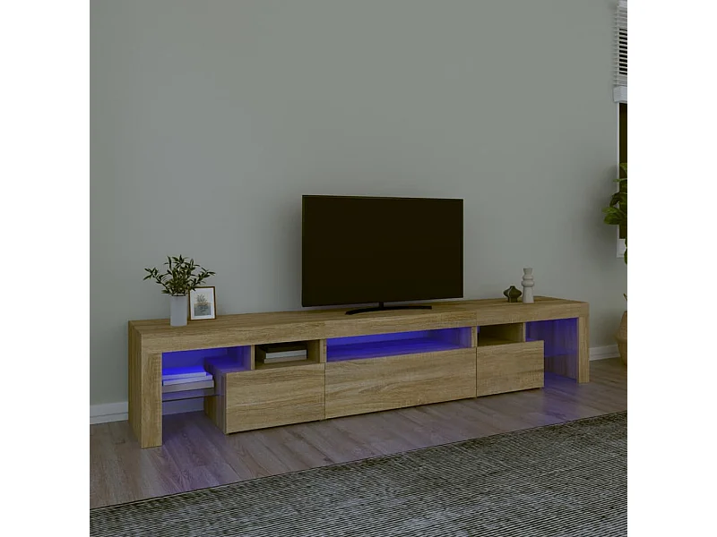 Mobile Porta TV | Armadietto TV con Luci LED Rovere Sonoma 215x36,5x40 cm