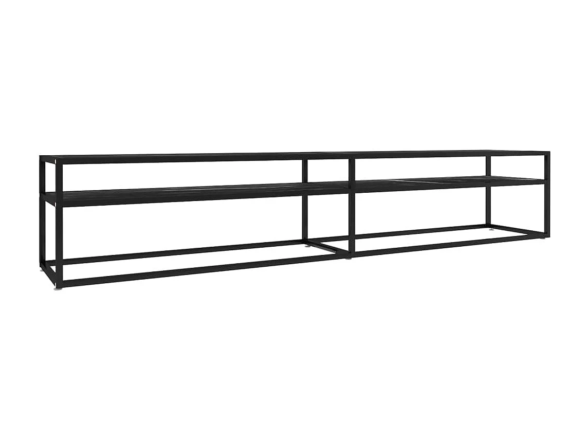 Mueble de TV vidrio templado color mármol negro 220x40x40,5 cm ES447552
