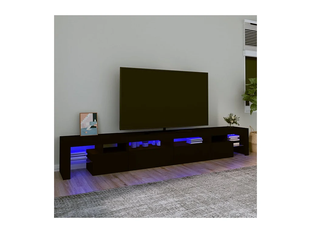 Meuble TV avec lumières LED Noir 260x36,5x40 cm FR38686