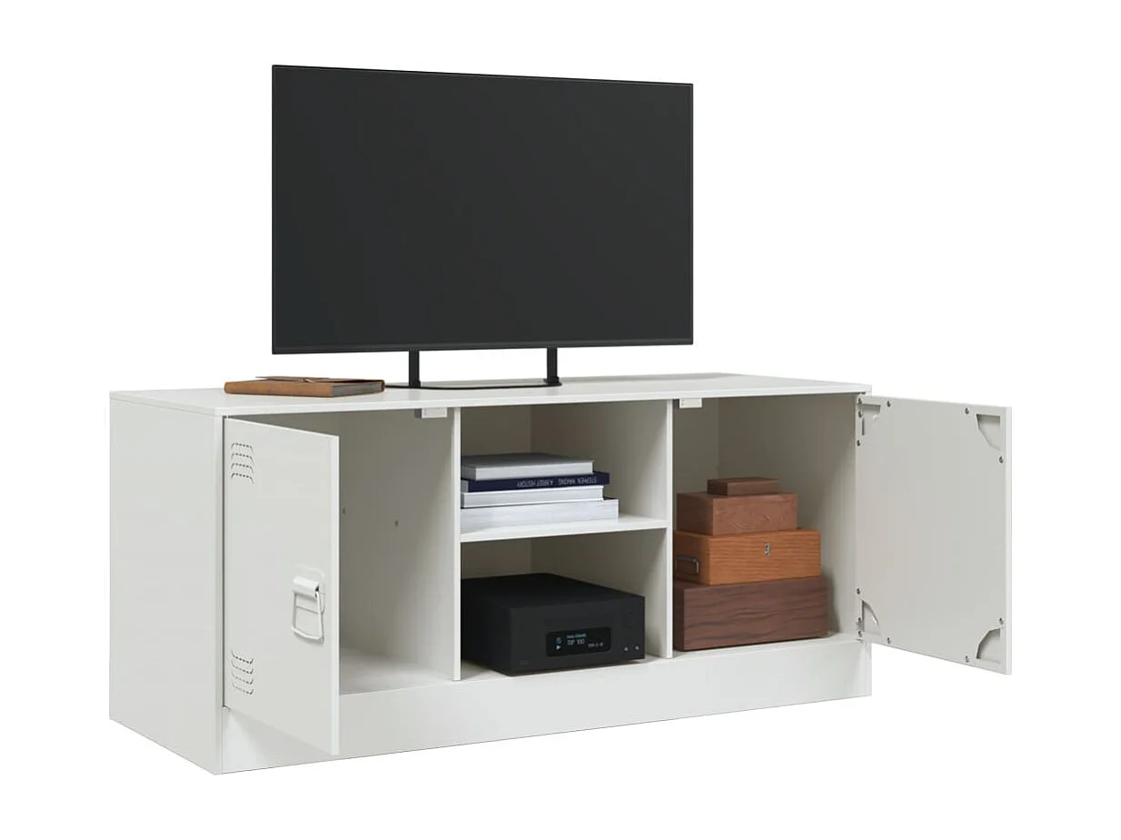 Meuble TV blanc 99x39x44 cm acier FR28048
