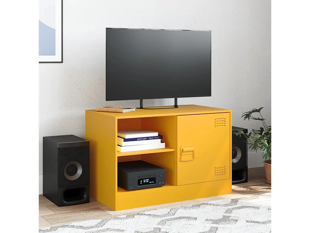 Móvel de TV 67x39x44 cm aço amarelo mostarda PT468474