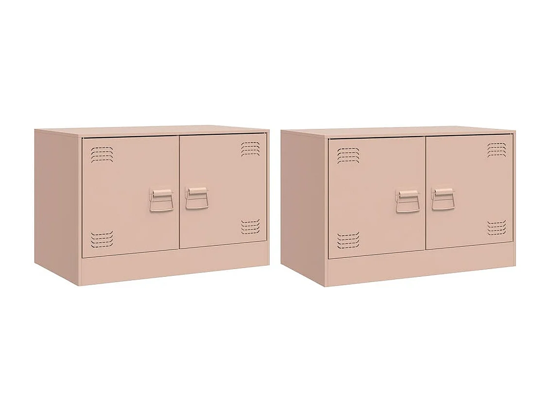 Meubles TV 2 pcs rose 67x39x44 cm acier FR35642