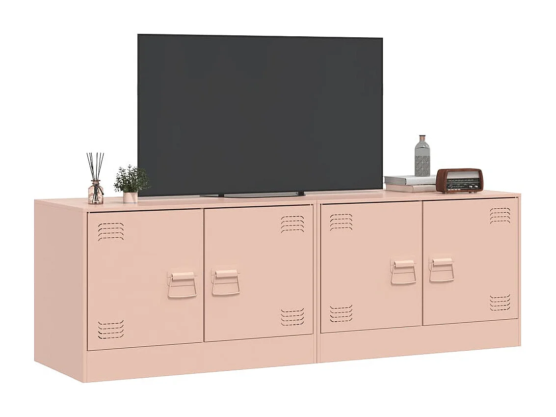 Meubles TV 2 pcs rose 67x39x44 cm acier FR35642