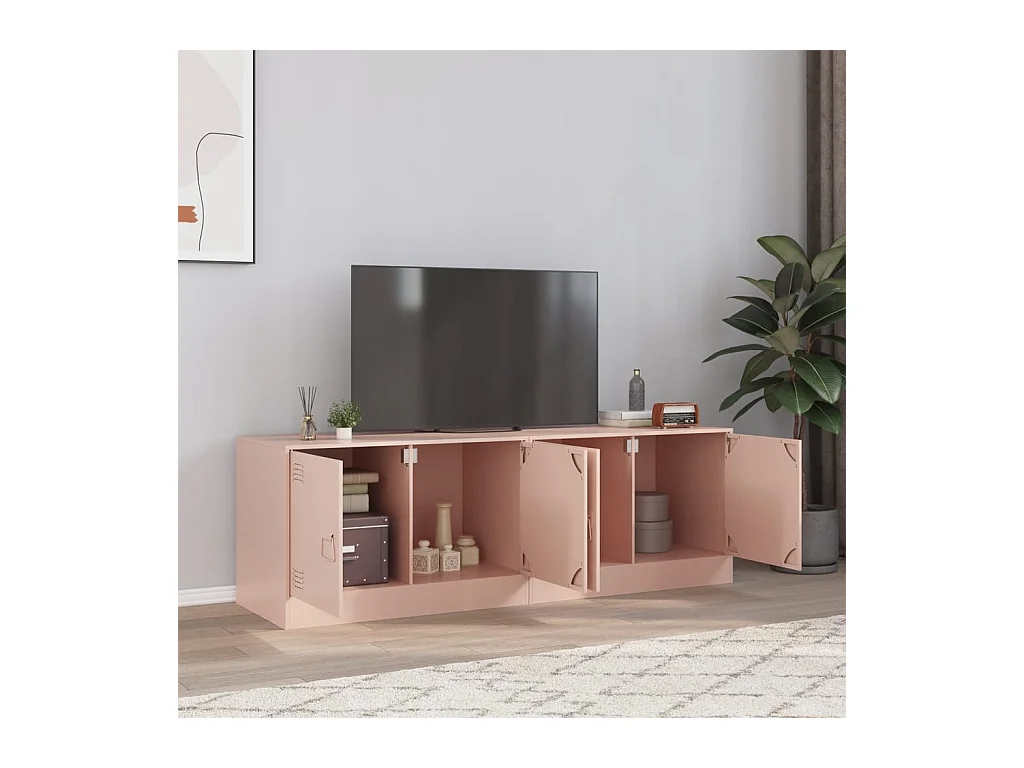Tv-meubelen 2 st 67x39x44 cm staal roze BE517493