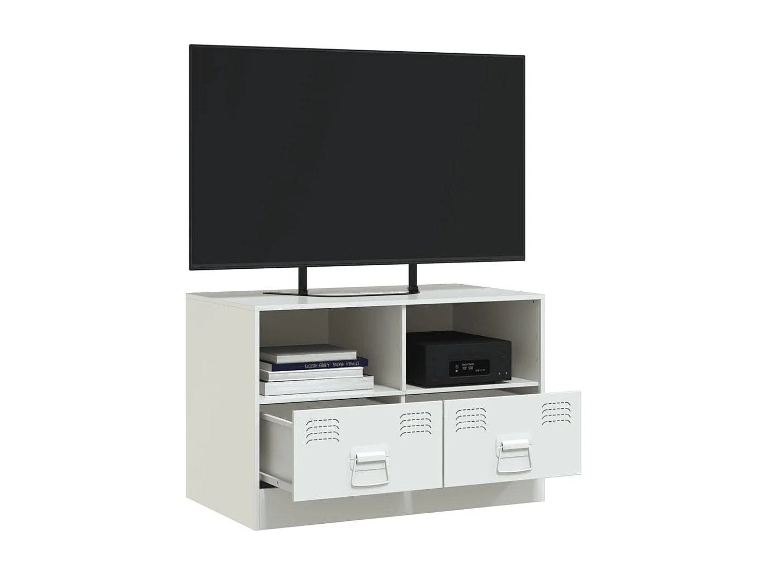 Meuble TV blanc 67x39x44 cm acier FR28909