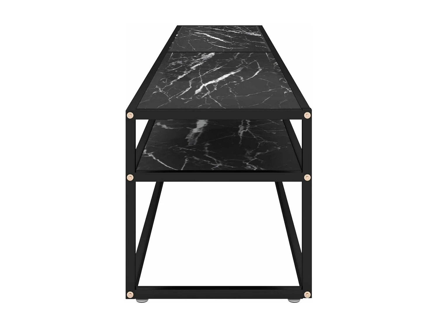 Meuble TV marbre noir 200x40x40,5 cm verre trempé FR98930