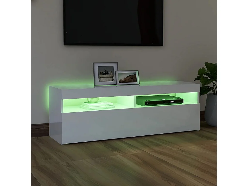 Tv-meubel met LED-verlichting 120x35x40 cm hoogglans wit BE840944