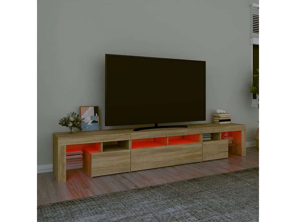 Meuble TV avec lumières LED Chêne sonoma 230x36,5x40 cm FR93048