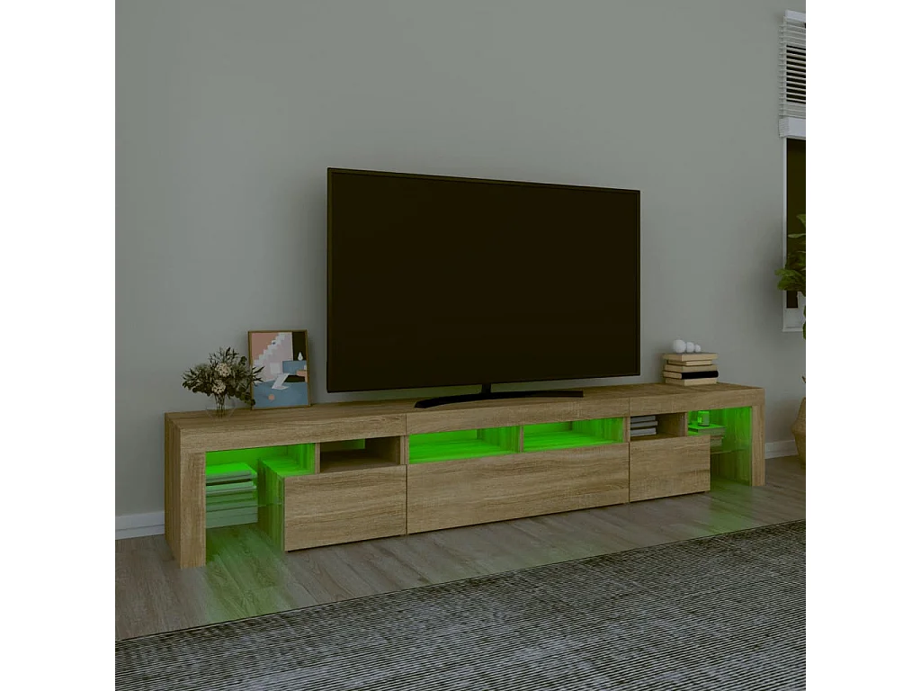 Meuble TV avec lumières LED Chêne sonoma 230x36,5x40 cm FR93048