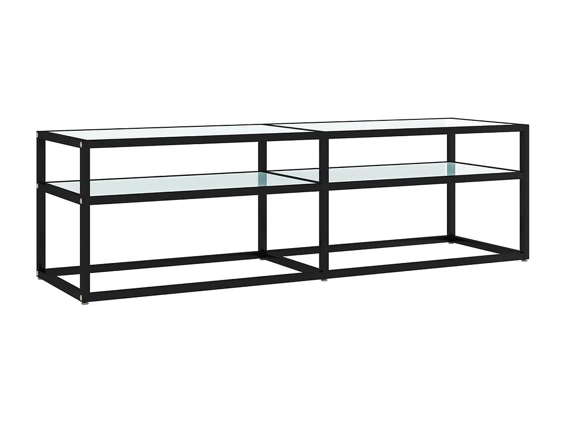 Meuble TV marbre blanc 140x40x40,5 cm verre trempé FR17547