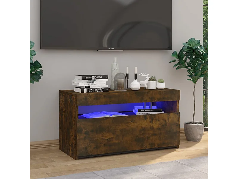 Tv-meubel met LED-verlichting 75x35x40 cm gerookt eikenkleurig BE911079